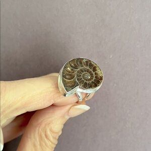 Sterling Silver Ammonite Fossil Ring